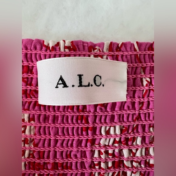 A.L.C. Marissa Shark Bite Hem Silk & Linen Dress Pink Barbiecore size 14 - Picture 9 of 10